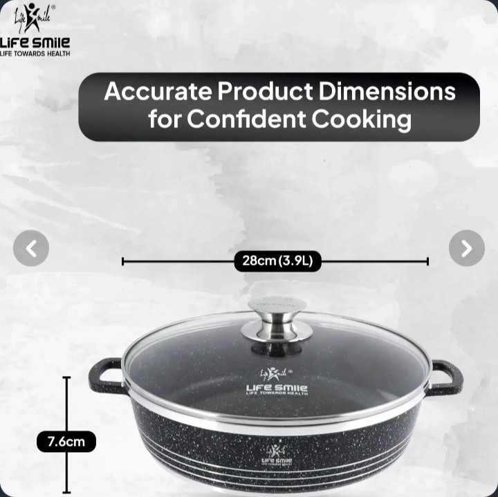 ماهیتابه لایف اسمایل با پوشش گرانیتی سایز 28مدلLIFEP17SHR
