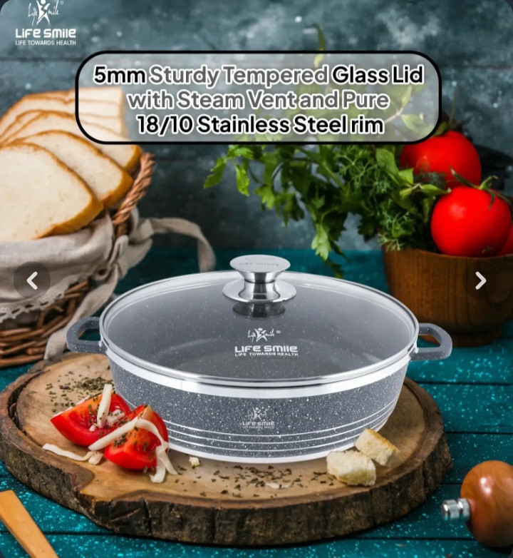 ماهیتابه لایف اسمایل با پوشش گرانیتی سایز 28مدلLIFEP17SHR