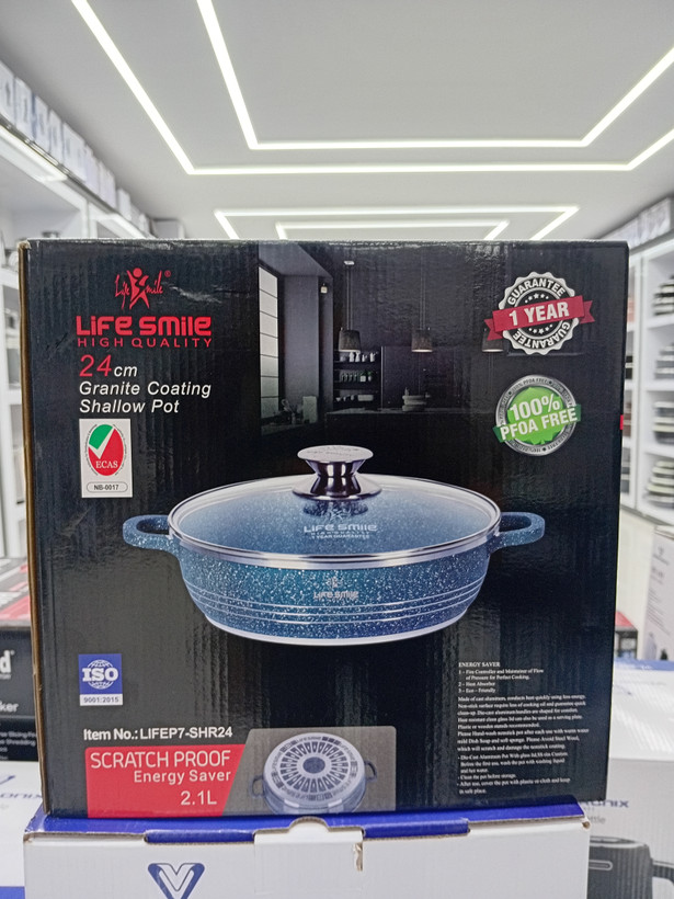 ماهیتابه لایف اسمایل با پوشش گرانیتی سایز 24مدلLIFEP17SHR