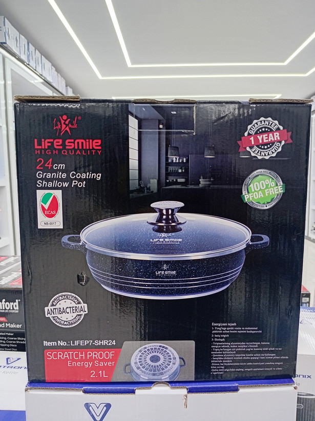ماهیتابه لایف اسمایل با پوشش گرانیتی سایز 24مدلLIFEP17SHR